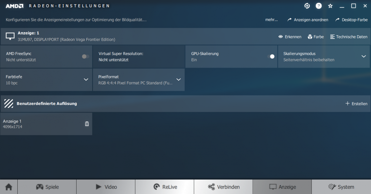 [12/12/2018] Radeon Software Adrenalin 2019 – Display/Anzeige