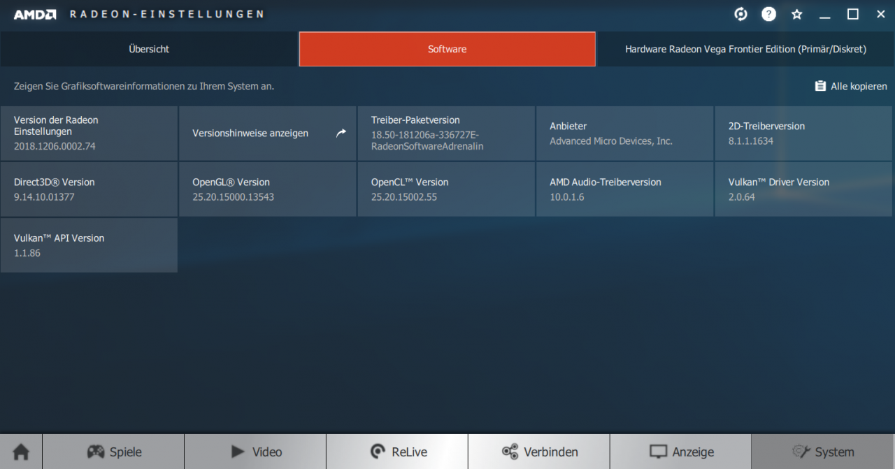[12/12/2018] Radeon Software Adrenalin 2019 – System - Software