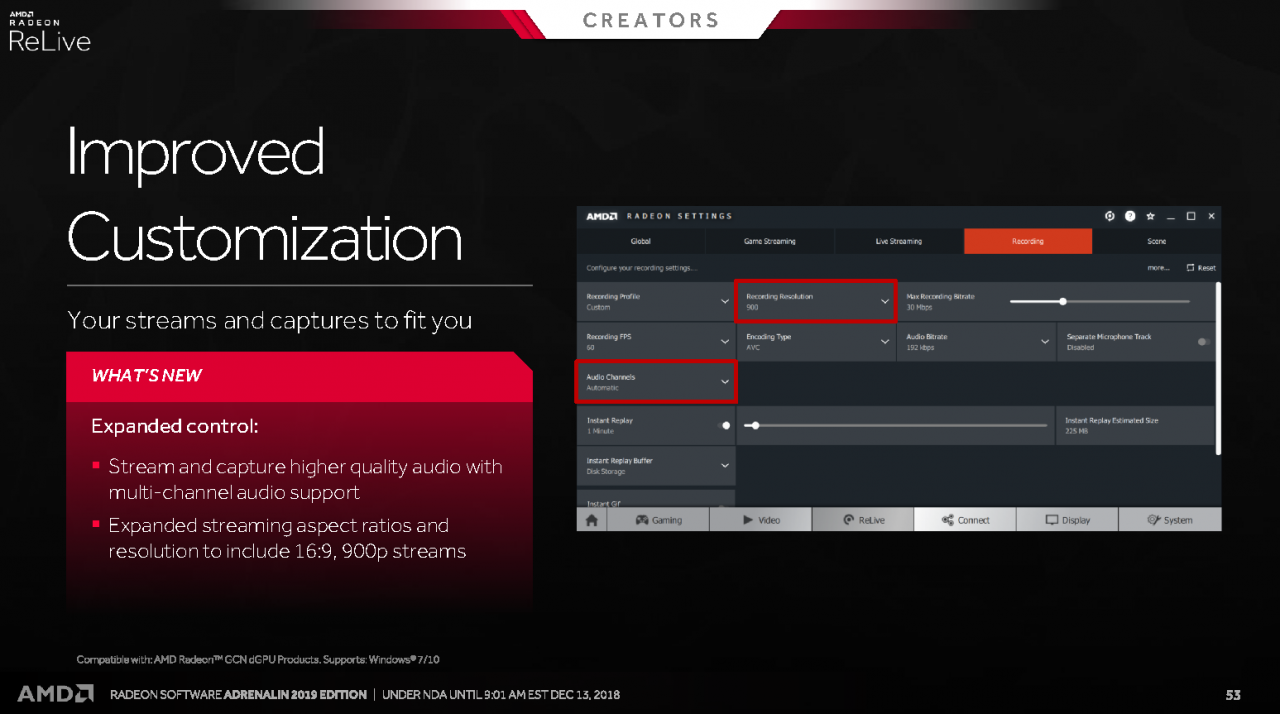 [13/12/2018] Radeon Software Adrenalin Edition 2019 Press entation 53