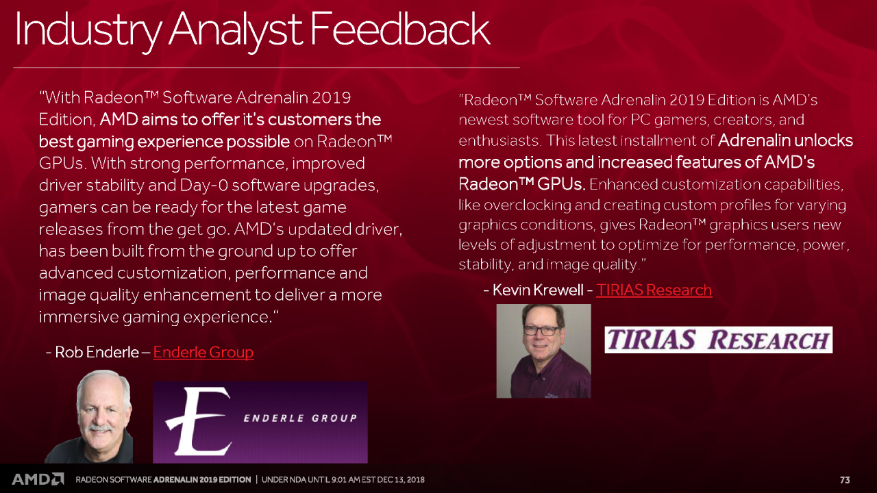 [13/12/2018] AMDRadeon Software Adrenalin Edition 2019 Press entation 73