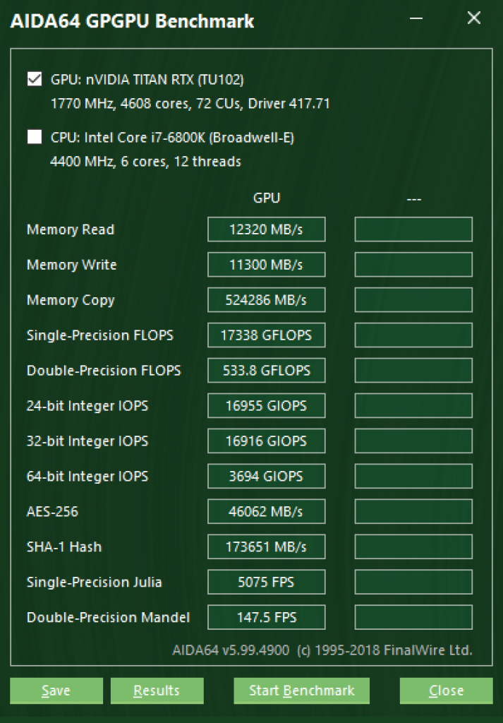 AIDA64 GPGPU Titan RTX