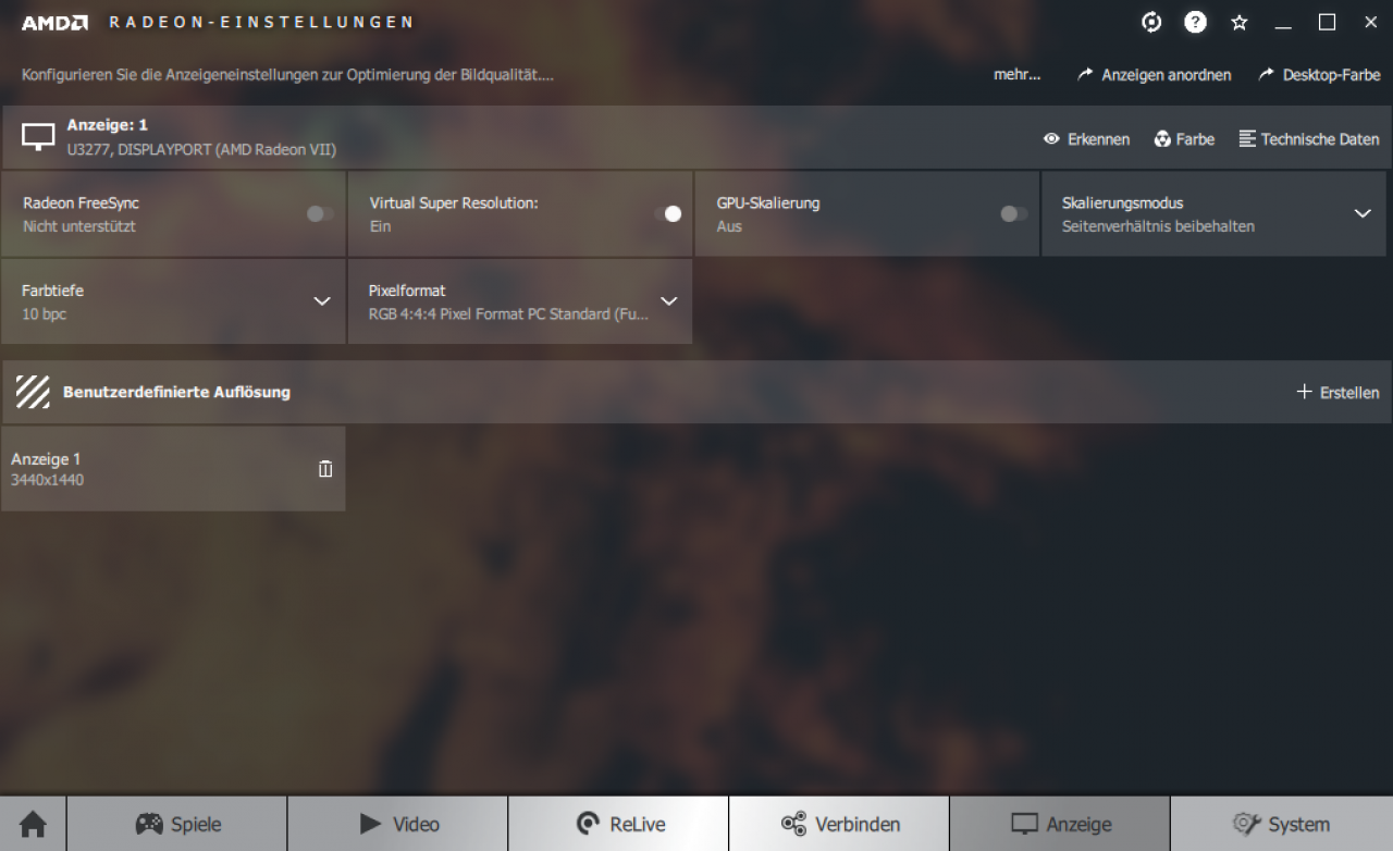 [01/02/2019] Radeon VII Radeon Software Anzeige Display