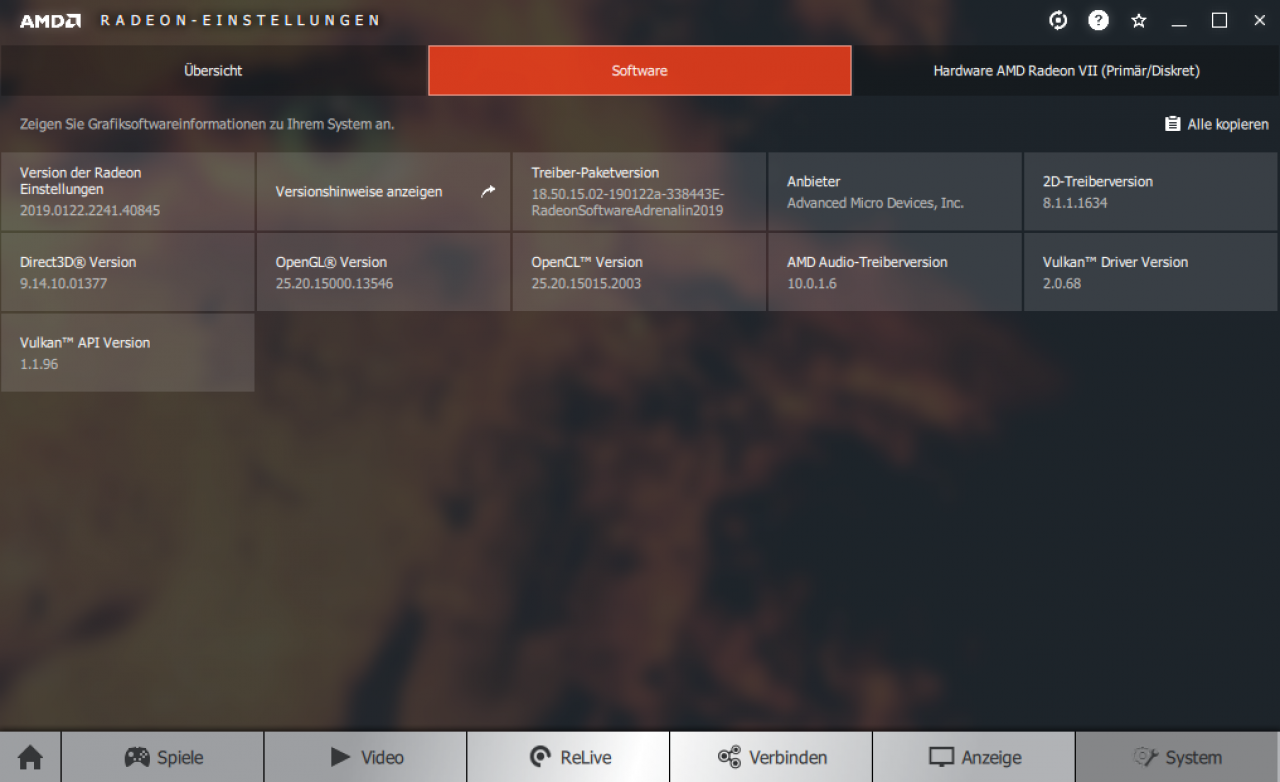 [01/02/2019] Radeon VII Radeon Software System Software