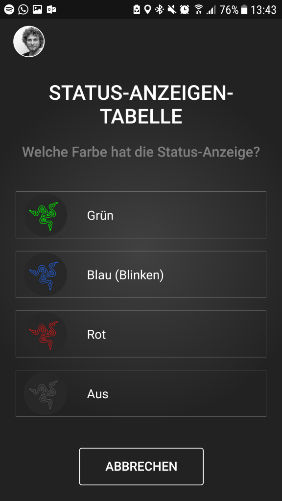 [25/02/2019] Gaming-Router Razer SIla im Test: Das leuchtende Razer-Logo gibt Informationen über den Zustand der Verbindung. Grün = Online; Blau (Blinken) = Update/Konfiguration des Routers; Rot = keine Verbindung zum Internet