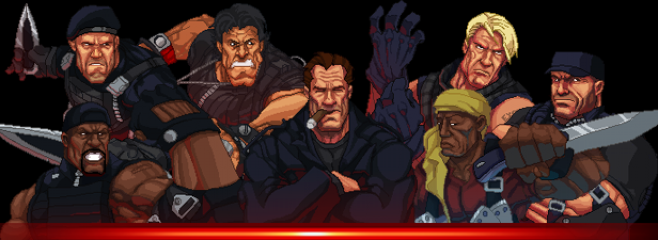 [24/03/2019] The Expandabros ist eine kostenlose Erweiterung für Broforce, die Free-to-Play wurde, um den Film The Expendables 3 zu promoten. In dem Sidescroller schlüpft man in die Rolle eines “Bros”, wie etwa Bro Christmas (Lee Christmas gespielt von Jason Statham in The Expandables 3) oder Broney Ross (Barney Ross gespielt von Silvester Stallone). Insgesamt kann man mit sieben verschiedenen Bros den Waffenhändler Conrad Stonebanks gegenüber treten.