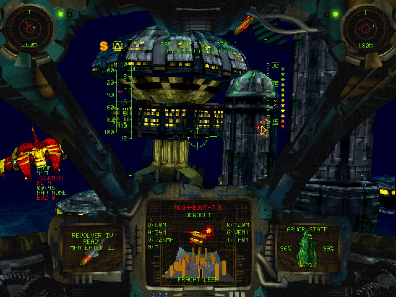 [29/04/2019] 1996: Schleichfahrt:&nbsp;Der Entwickler Massive Development aus Mannheim waren neben Schleichfahrt auch für das allseits beliebte Aquanox verantwortlich. Diese Echtzeit-U-Boot-Simulation spielt in einer dystopischen Zukunft, in der die knapper werden Ressourcen zu Nuklearkriegen und zerstörten Ökosystemen geführt haben, sodass die Menschheit ihr Heil in den Ozeanen suchte. Die Steuerung war für den Joystick optimiert und erlaubte komplexe Manöver in einer 3D-Umgebung.