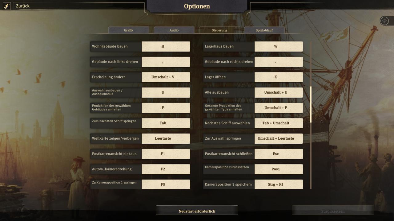 [12/04/2019] Anno 1800 - Menü - Steuerung