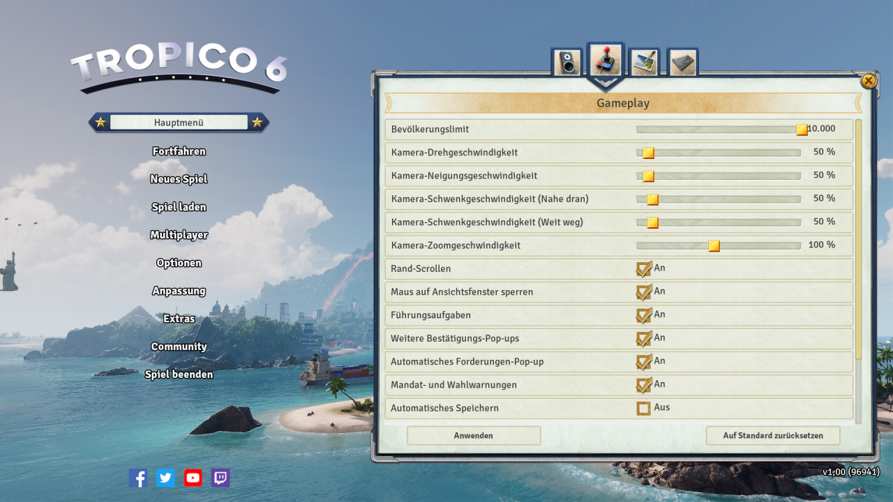 [04/04/2019] Tropico 6 Benchmarkeinstellungen