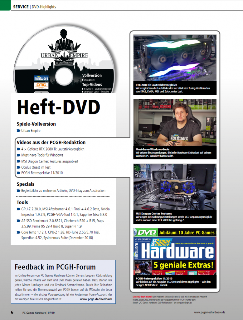 [27/05/2019] PCGH Ausgabe #225 07/2019:&nbsp; DVD-Inhalt