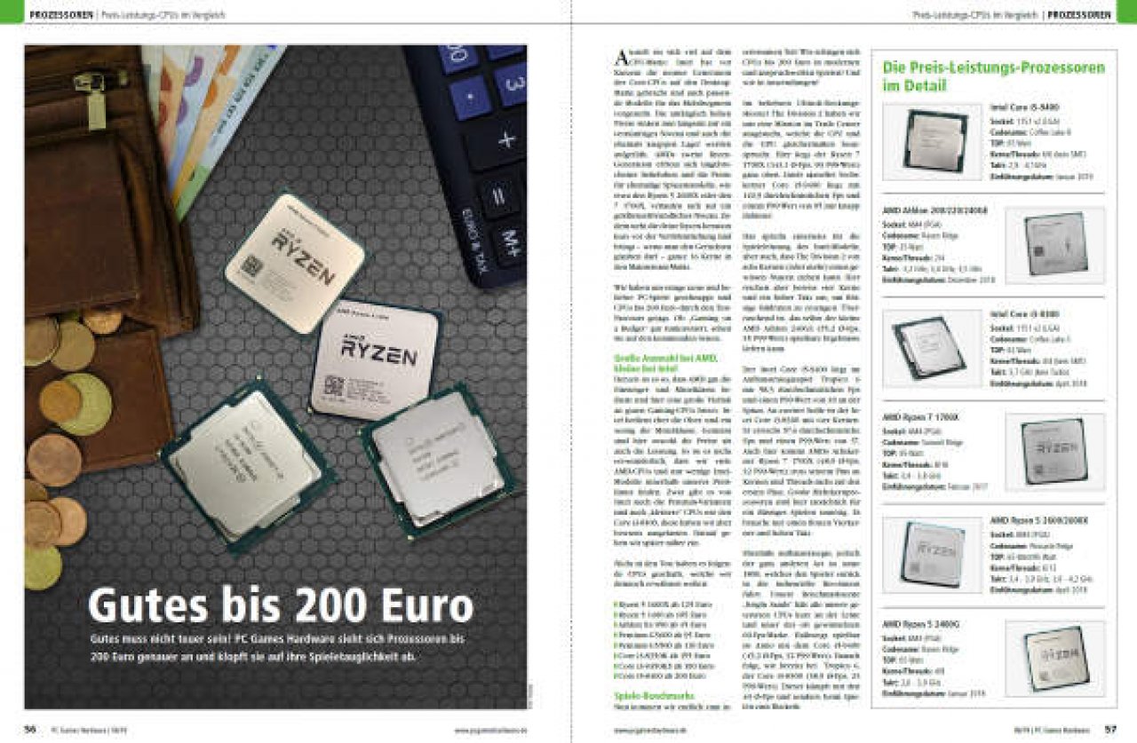 [02/05/2019] PC Games Hardware Ausgabe 06/2019 #224:&nbsp;Test: Preis-Leistungs-CPUs bis 200 Euro