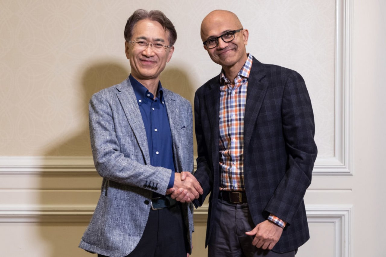 [17/05/2019] Kenichiro Yoshida, Präsident und CEO der Sony Corporation und Satya Nadella, CEO von Microsoft