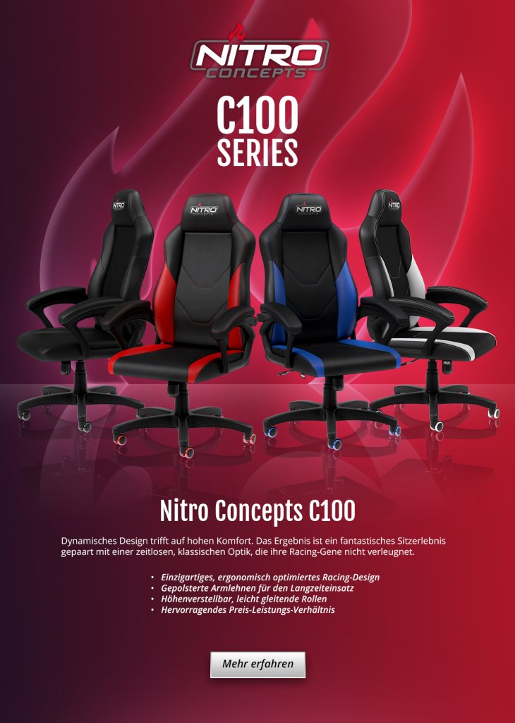[16/05/2019] Gaming-Stühle: Nitro Concepts präsentiert neues Einstiegsmodell C100 (4)