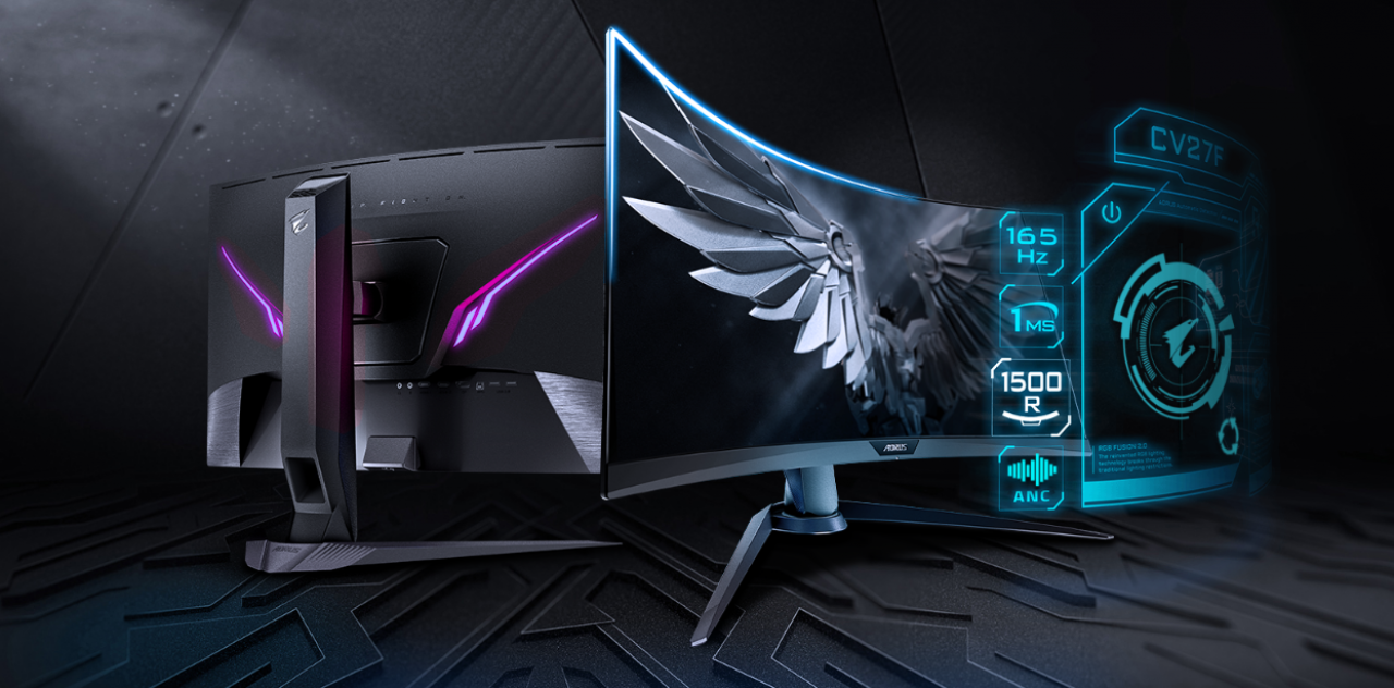 [03/06/2019] Gigabyte Aorus CV27F: Curved-Gaming-Monitor mit 1500R-Wölbung, Freesync 2 HDR und 165 Hz (1)