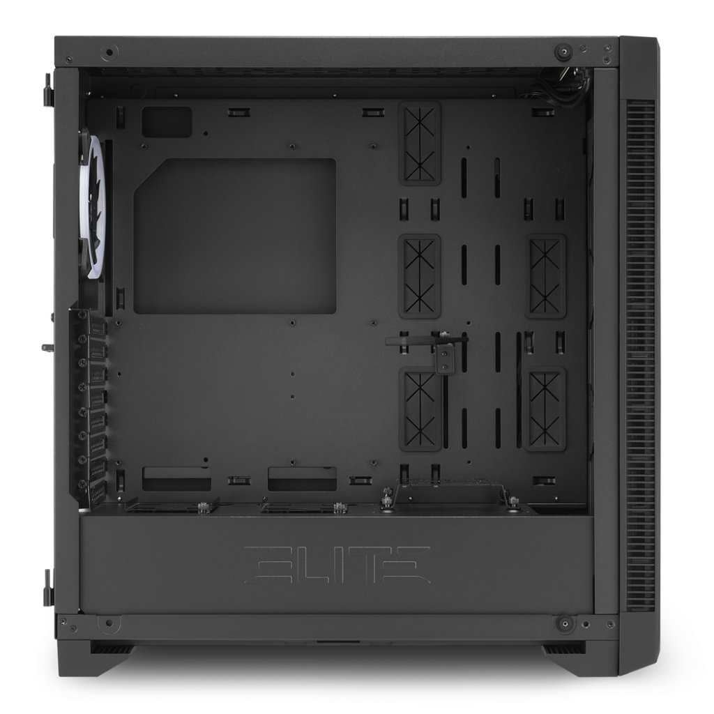 [30/06/2019] Das Elite Shark CA200 von Sharkoon bietet für 119 Euro eine Glaswand, dezente RGB-Beleuchtung und reichlich Platz für Grafikkarte, Netzteil und Kühlung. (4)