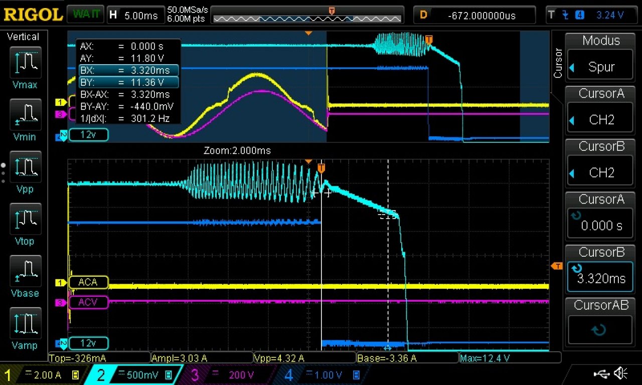 [26/06/2019] Corsair SF600 Platinum im Test:&nbsp; Hold Up Time - Wenn das PG-Signal weg ist, brauicht es 3,32 ms bis die Spannungsschwelle von 11,4V erreicht wird.