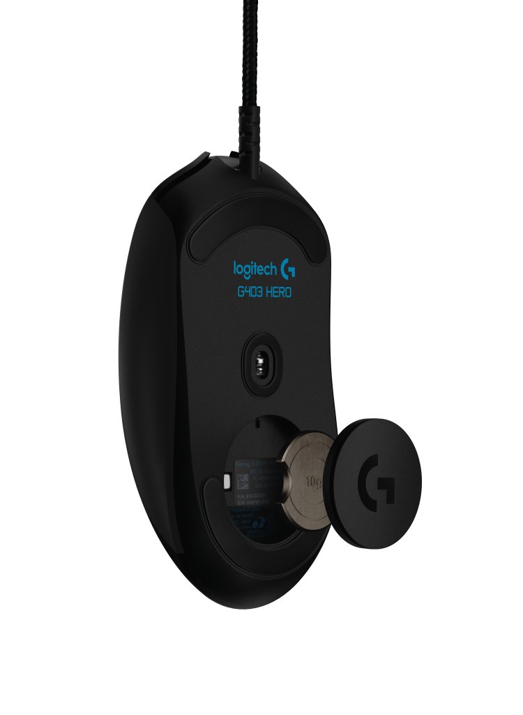 [14/06/2019] Logitech G403 Hero mit 10 Gramm auswechselbarem Gewicht.
