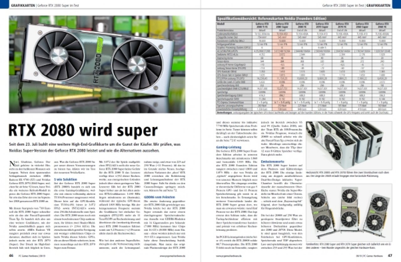 [31/07/2019] PCGH Ausgabe 227 09/2019: RTX 2080 Super Test