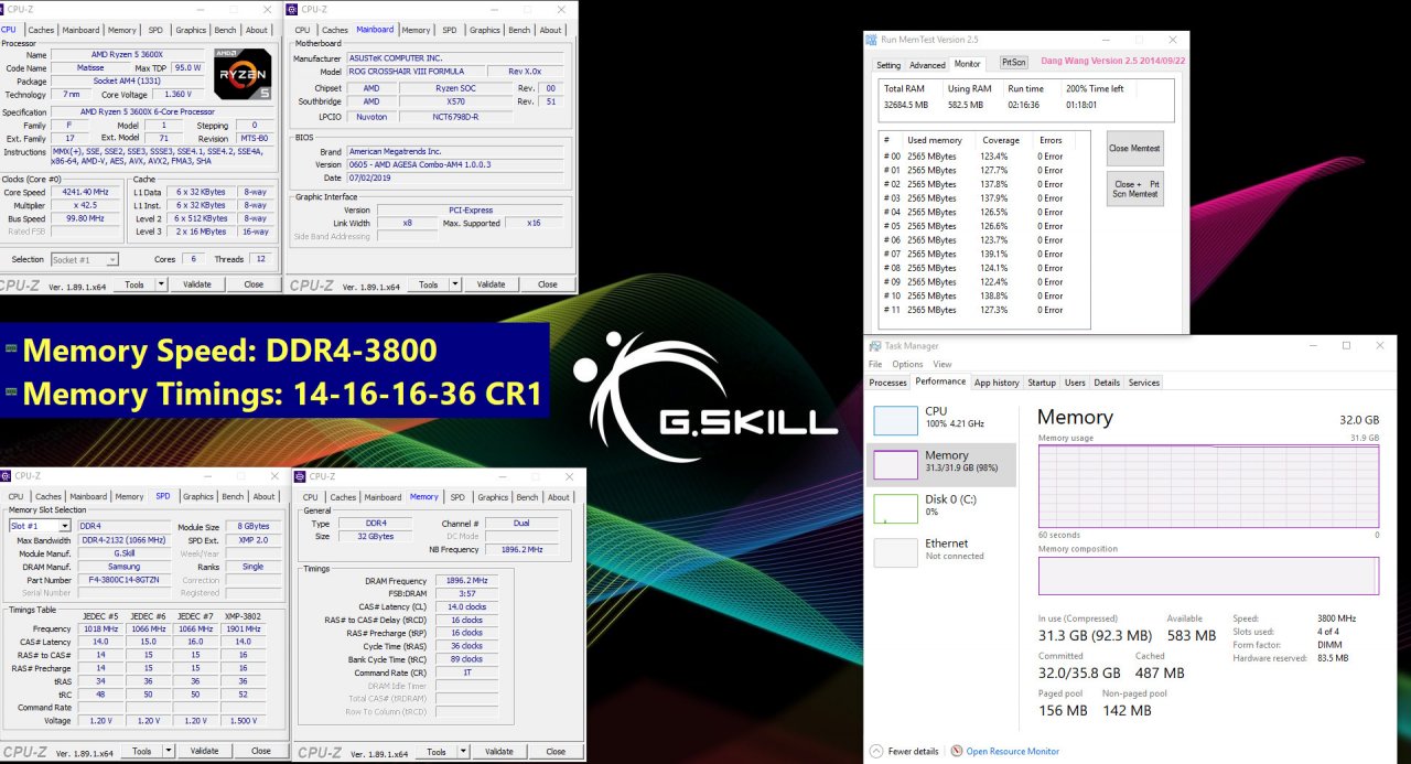 [31/07/2019] G.Skill Trident Z Neo F4-3800C14Q-32GTZN: Stabilitätstest mit einem Ryzen 5 3600X