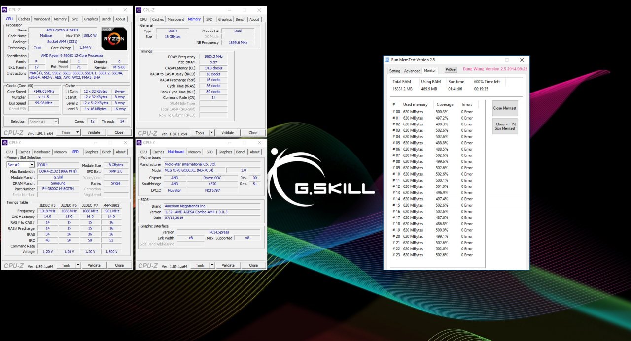 [31/07/2019] G.Skill Trident Z Neo F4-3800C14D-16GTZN: Stabilitätstest mit einem Ryzen 9 3900X