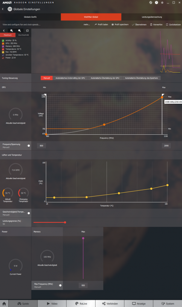 Radeon RX 5700 XT Wattman Settings expanded