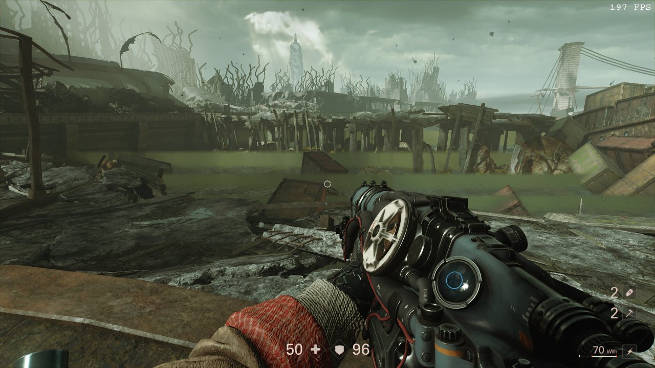 [04/07/2019] Wolfenstein 2 mit Navi: Der Testtreiber mit der Version 19.7.1 Beta 5 hat noch ein paar Problemchen, darunter die Speicherallokation unter Vulkan sowie die Nebeldarstellung des Wolfenstein'schen Wassers.
