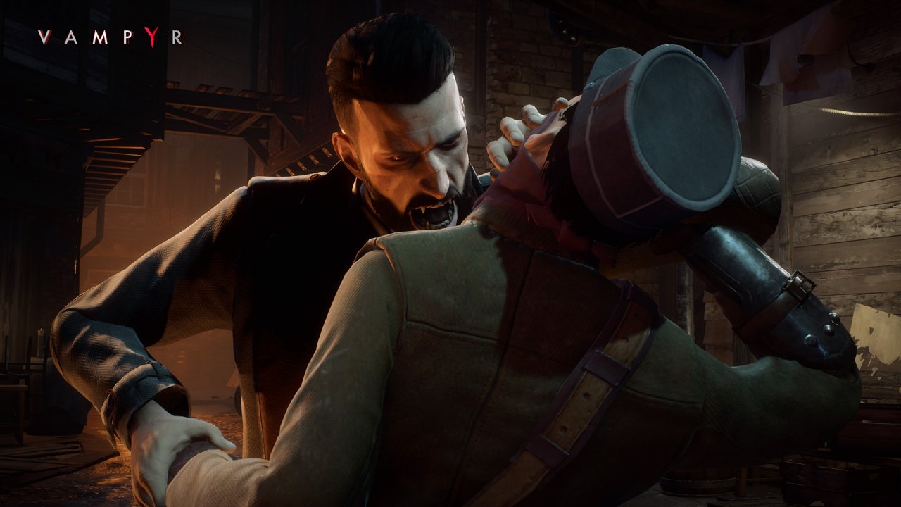 [24/07/2019] Nur in der DVD-Ausgabe der 02/2026: Vampyr (Releasejahr 2018) ist ein Action-Rollenspiel aus der Third-Person-Perspektive, angesiedelt im London von 1918, wo die Spanische Grippe ganze Viertel heimsucht. Als Protagonist Dr. Jonathan Reid, frisch zum Vampir geworden, pendeln Sie zwischen Klinikalltag und nächtlicher Jagd: Bewohner werden befragt, Hinweise gesammelt und Krankheitsbilder behandelt, während das Kampfsystem auf klassisches Ausweichen, Nahkampfwaffen und vampirische Fähigkeiten setzt. Wer bewusstlos gemacht, geheilt oder 