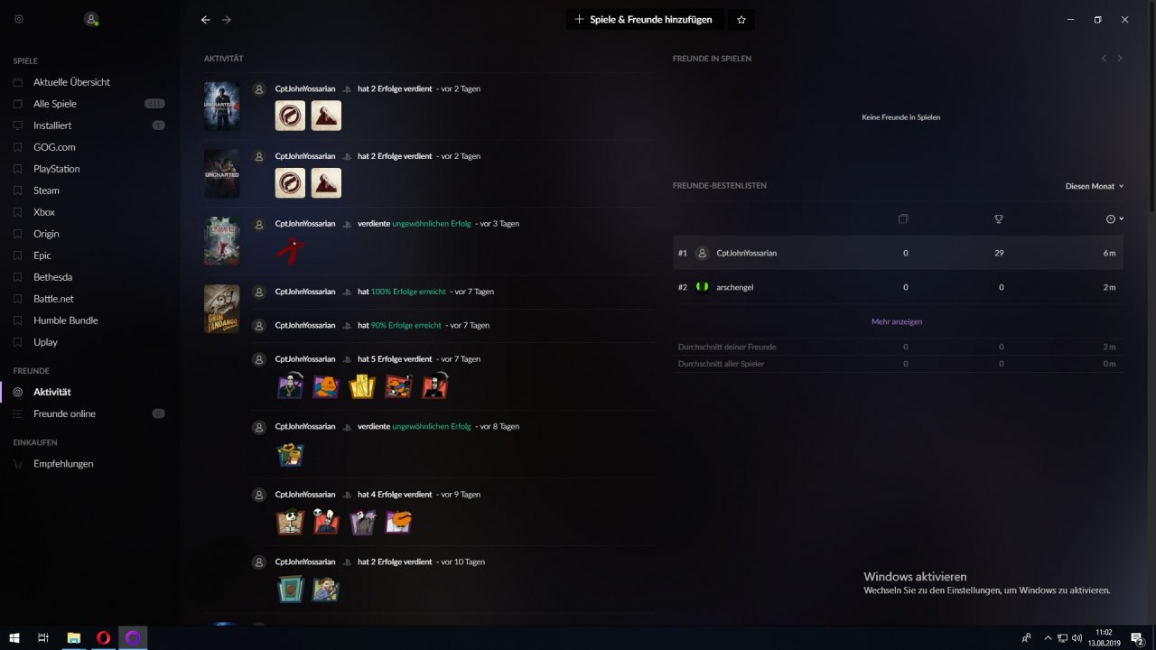 [13/08/2019] Gog Galaxy 2.0: Übersicht der Erfolge und Aktivitäten der Freunde (im Moment nur für Gog User)