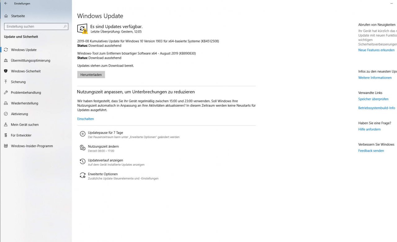 [15/08/2019] Windows 10: Erneutes Wartungs-Updates nach August-Patch-Day (1)