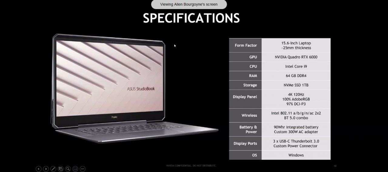 [03/09/2019] Asus Proart StudioBook spec