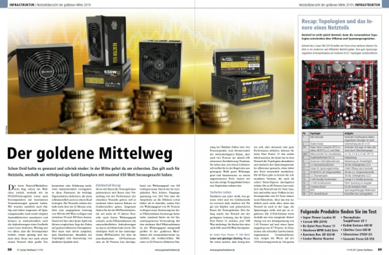 [25/09/2019] PCGH 11/2019 -&nbsp; Aktuelle Gold-Netzteile im Test