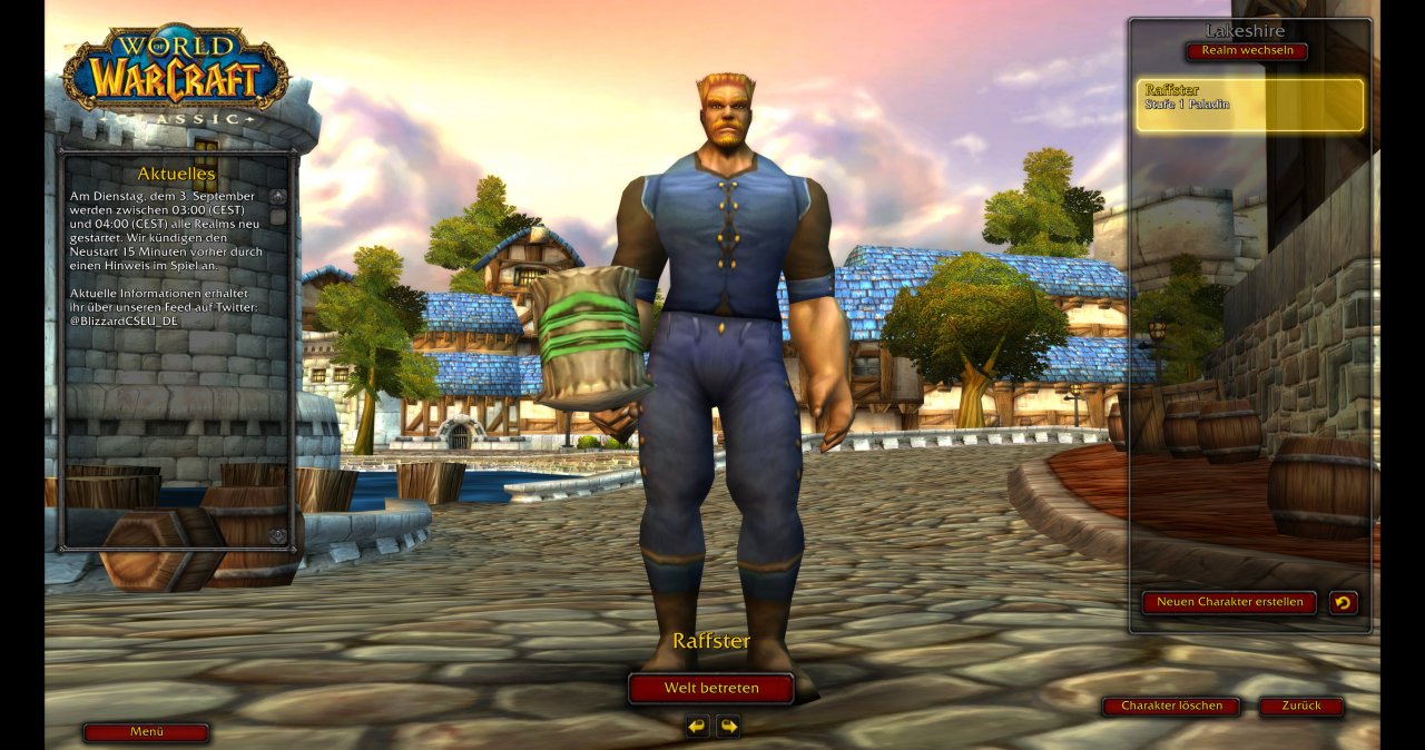 [04/09/2019] WoW Classic: Der PCGH-Benchcharakter mit äußerst kreativem Namen startet als Menschen-Paladin im Norden Elwynns. Mittlerweile hat er Level 10 erreicht.