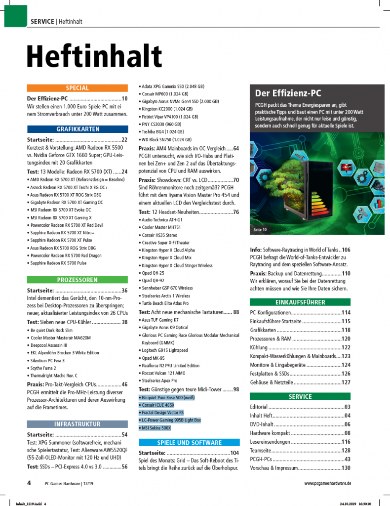 [29/10/2019] PCGH 12/2019 Ausgabe #230:&nbsp; Heftinhalt