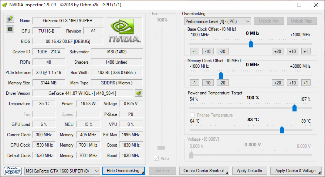 MSI Geforce GTX 1660 Super Gaming X