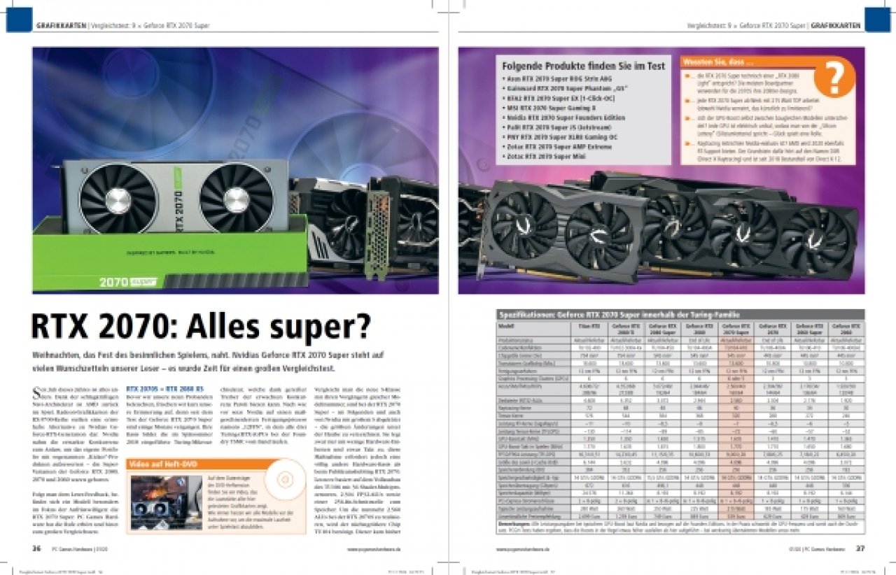 [28/11/2019] PCGH Ausgabe 01/2020 #231:&nbsp;Vergleichstest: 9 × Geforce RTX 2070 Super