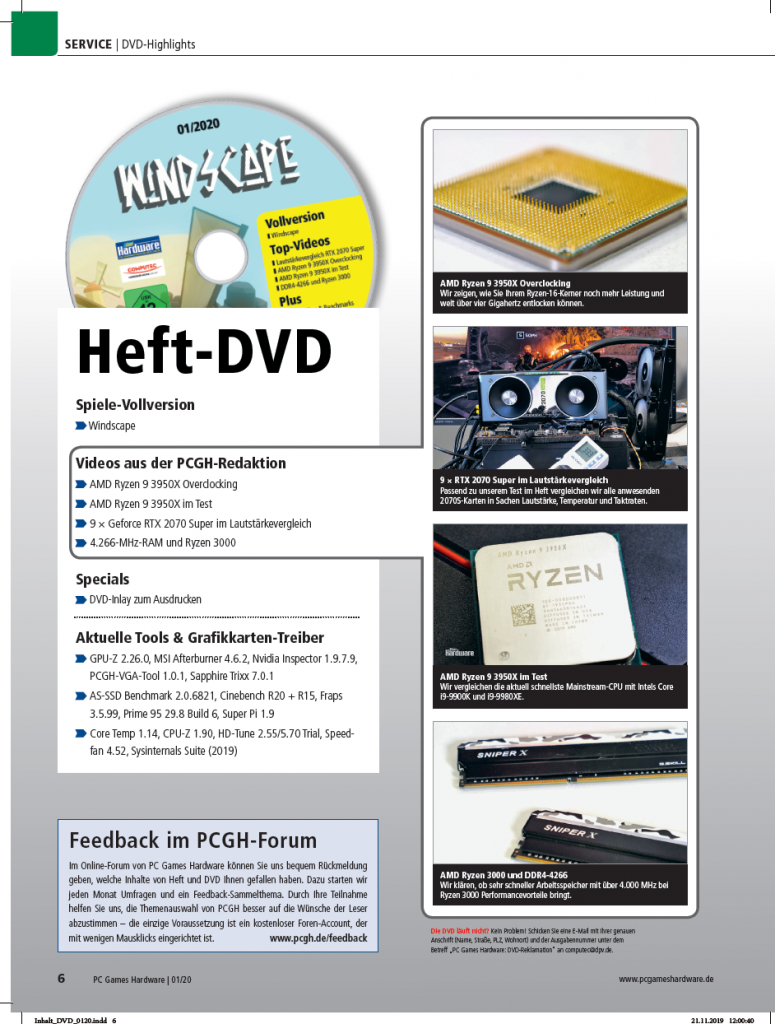 [28/11/2019] PCGH Ausgabe 01/2020 #231: DVD-Inhalt dieser Ausgabe