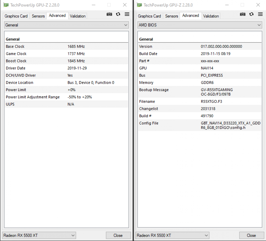 [12/12/2019] Gigabyte Radeon RX 5500 XT 8G Gaming OC GPU Z More Info
