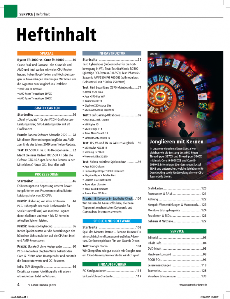 [18/12/2019] PCGH Ausgabe 232: Heftinhalt