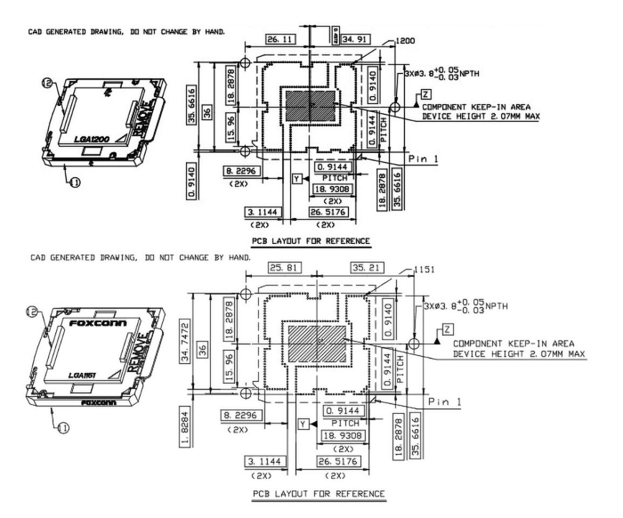 [26/12/2019] Intel Sockel LGA1200 vs LGA1151: Zeichnung