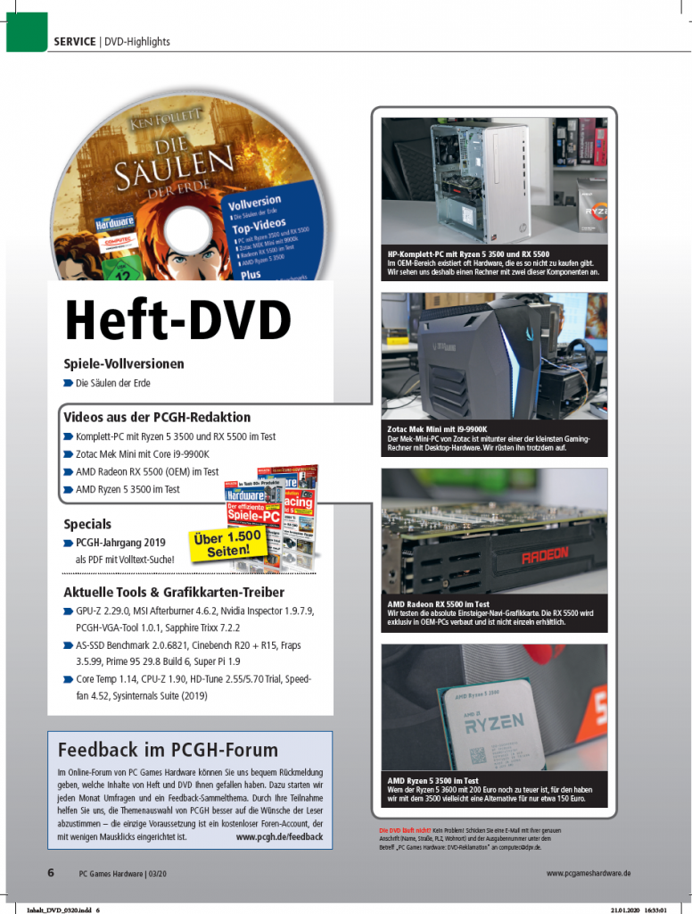 [28/01/2020] PCGH 03/2020 Ausgabe #233 -&nbsp; DVD Inhalt