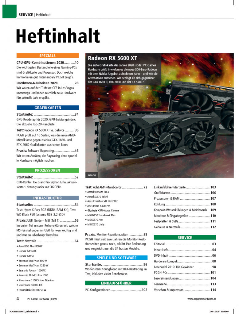 [28/01/2020] PCGH 03/2020 Ausgabe #233 -&nbsp; Heft-Inhalt
