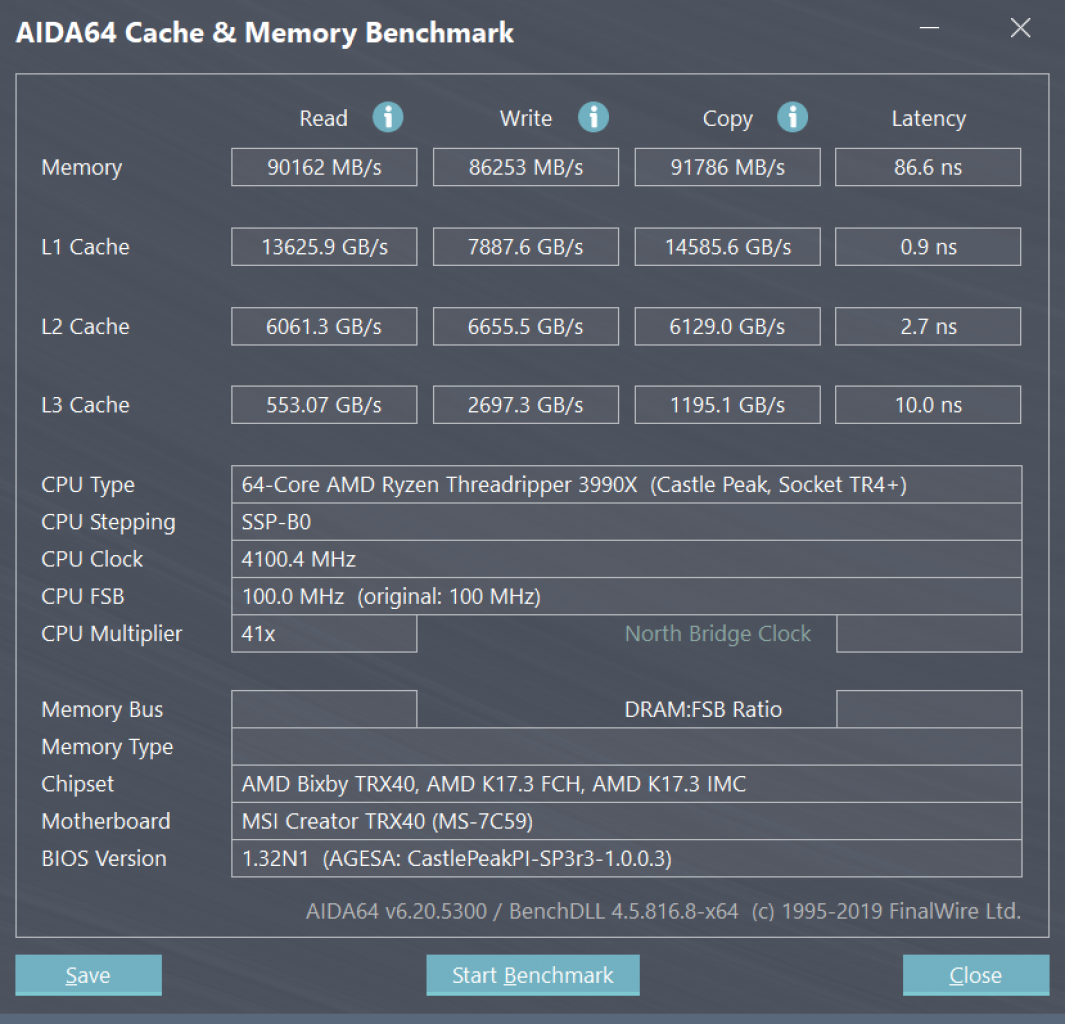[07/02/2020] AIDA64 Benchmark AMD Ryzen Threadripper 3990X
