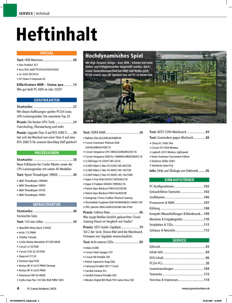 [26/02/2020] PCGH Ausgabe 234 -&nbsp; Heftinhalt