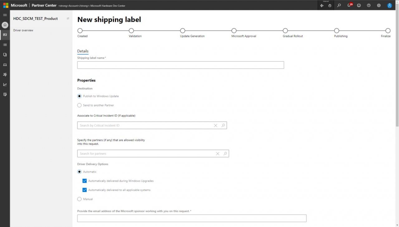 [21/02/2020] Microsoft Hardware Partner Center