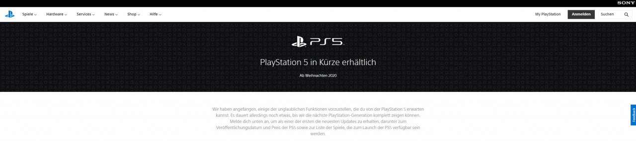 [05/02/2020] PS5 Webseite Sony