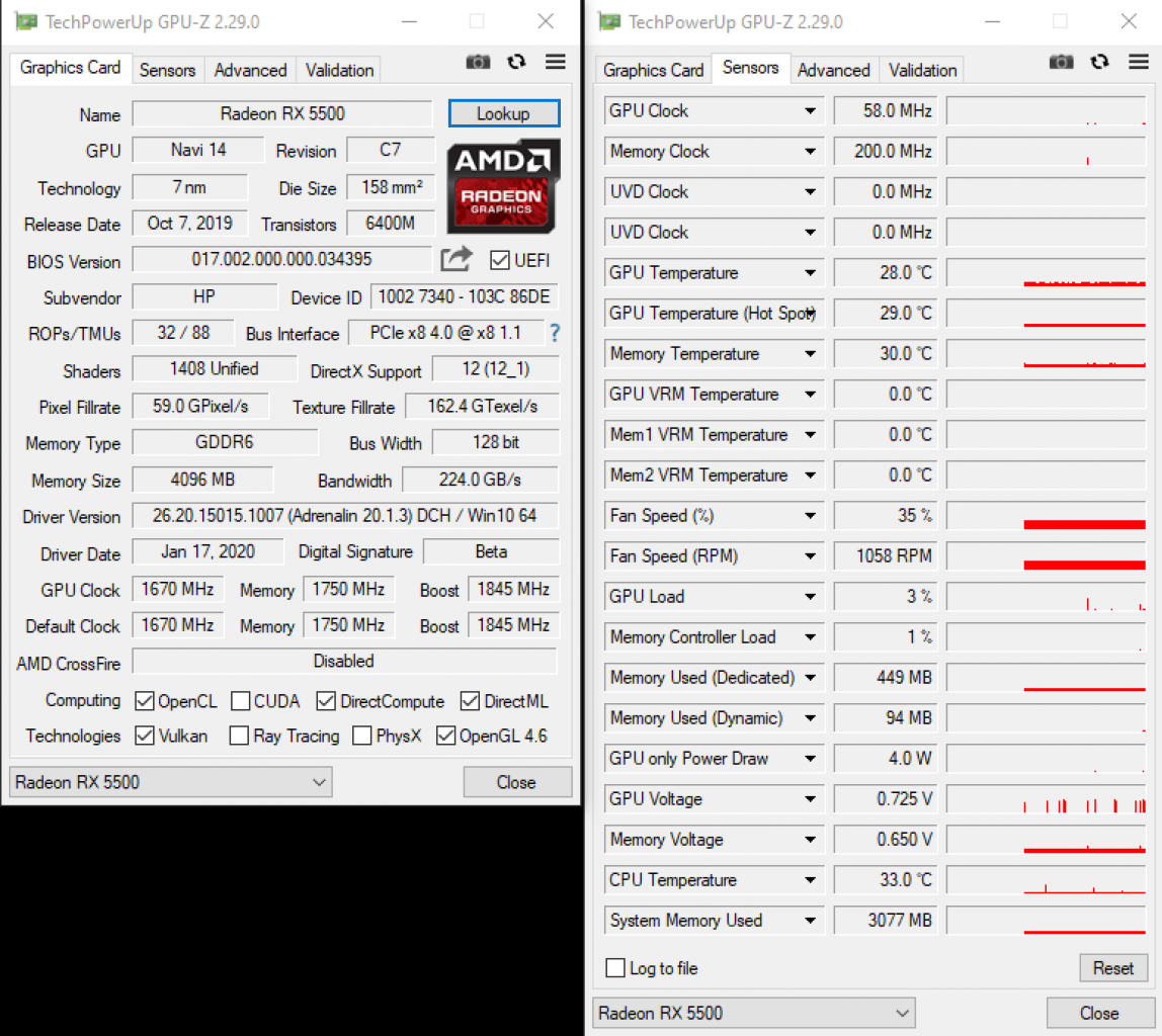 [27/02/2020] Radeon RX 5500 OEM aus HP-PC: GPU-Z-Übersicht