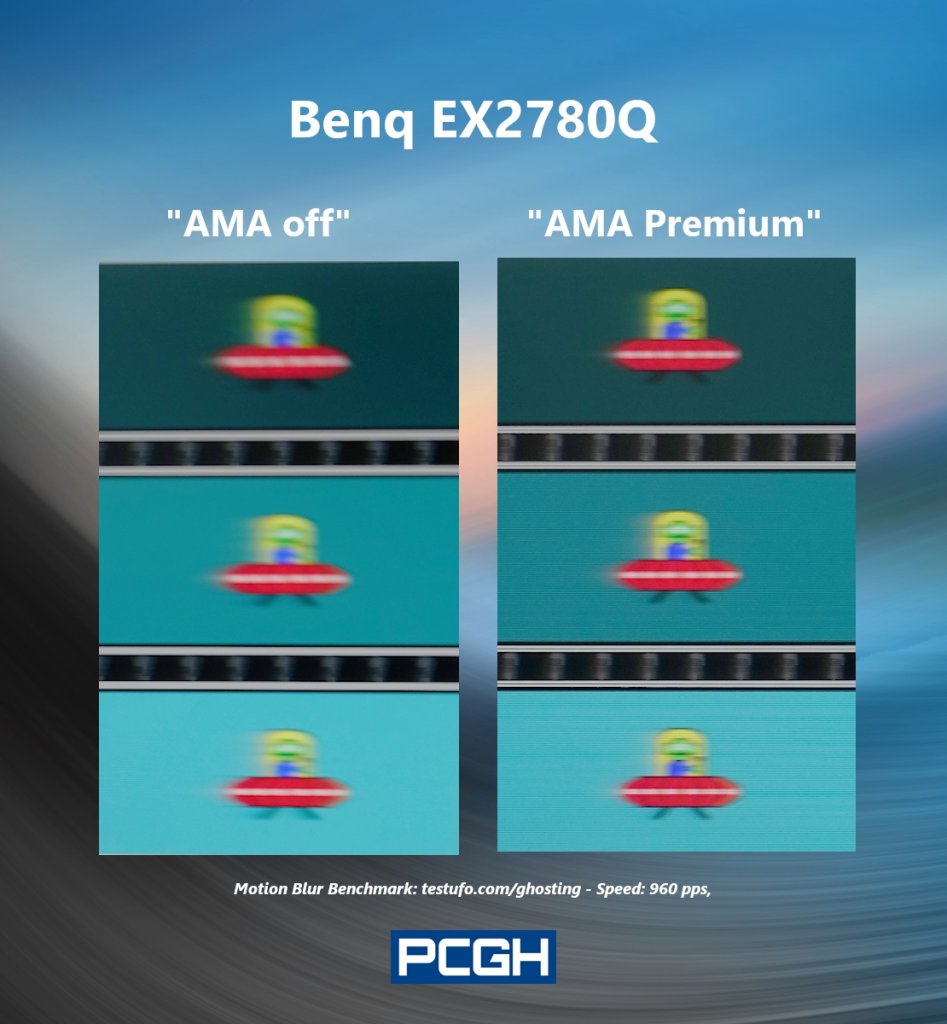 [12/03/2020] Schlieren beim&nbsp;Benq EX2780Q: Das Overdrive mildert etwas die Bewegungsunschärfe