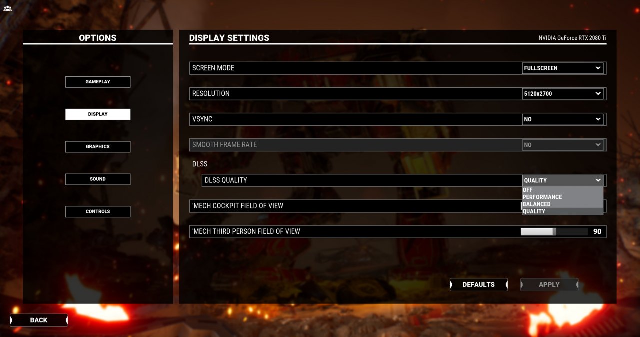 Mechwarrior 5: DLSS-Settings
