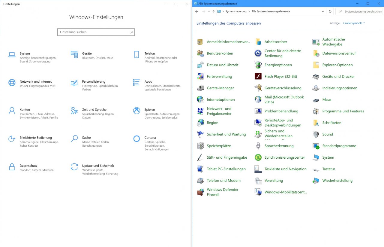 [26/03/2020] Windows 10 V1909 Einstellungen App vs Systemsteuerung