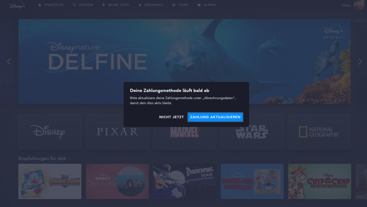 [09/04/2020] Disney Plus Bildschirmmeldung
