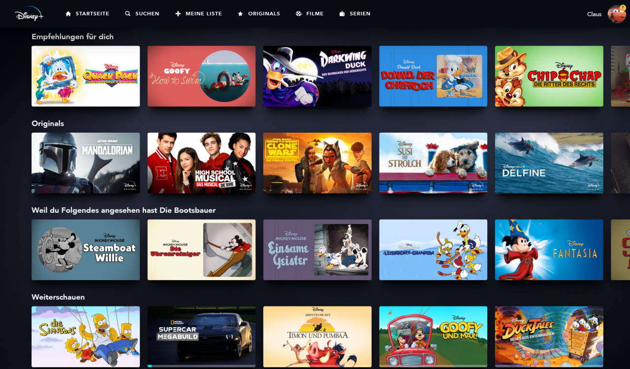 [09/04/2020] Disney Plus Startseite 1 